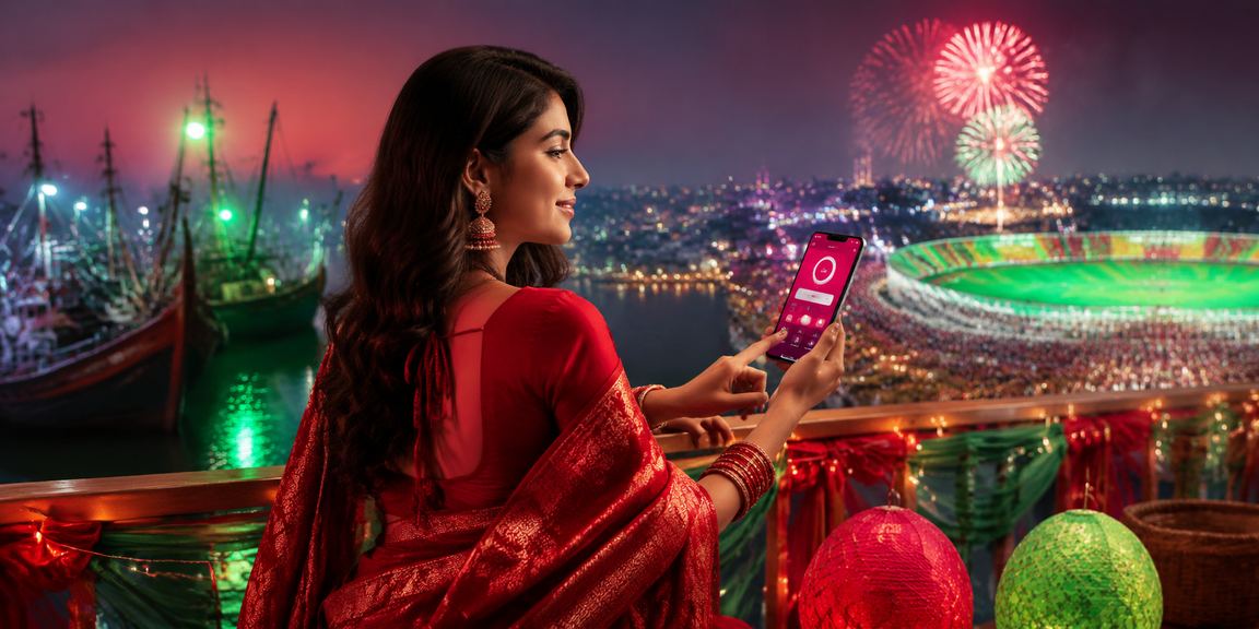 কক্সবাজারে পহেলা বৈশাখের উৎসবের সময় মোবাইলে ccl4 - এ পেমেন্ট করছেন একজন খেলোয়াড়